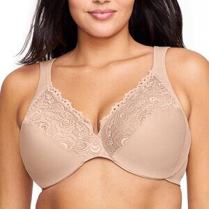NEW Glamorize Full Figure Plus Size 34G, Low Cut Wonderwire Lace Bra Underwire